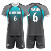 Custom Blue Black Gradient Men's Volleyball Jersey Set